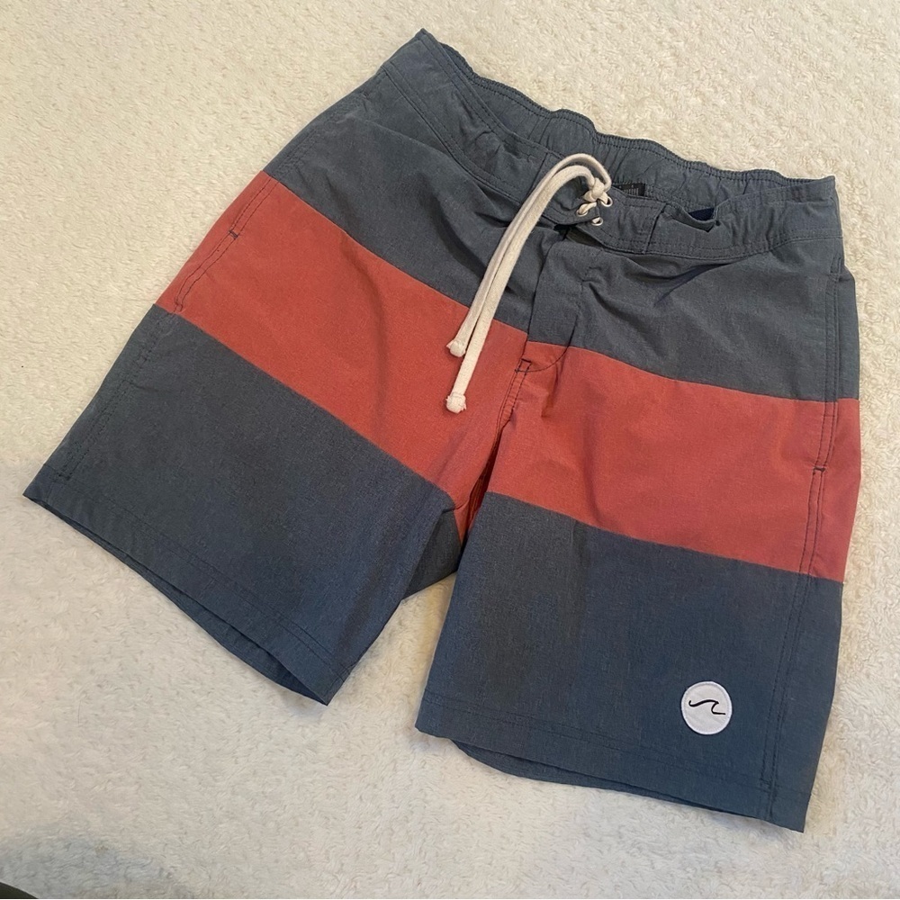 H&M Blue/Red Block Drawstring Swimming Shorts Size L